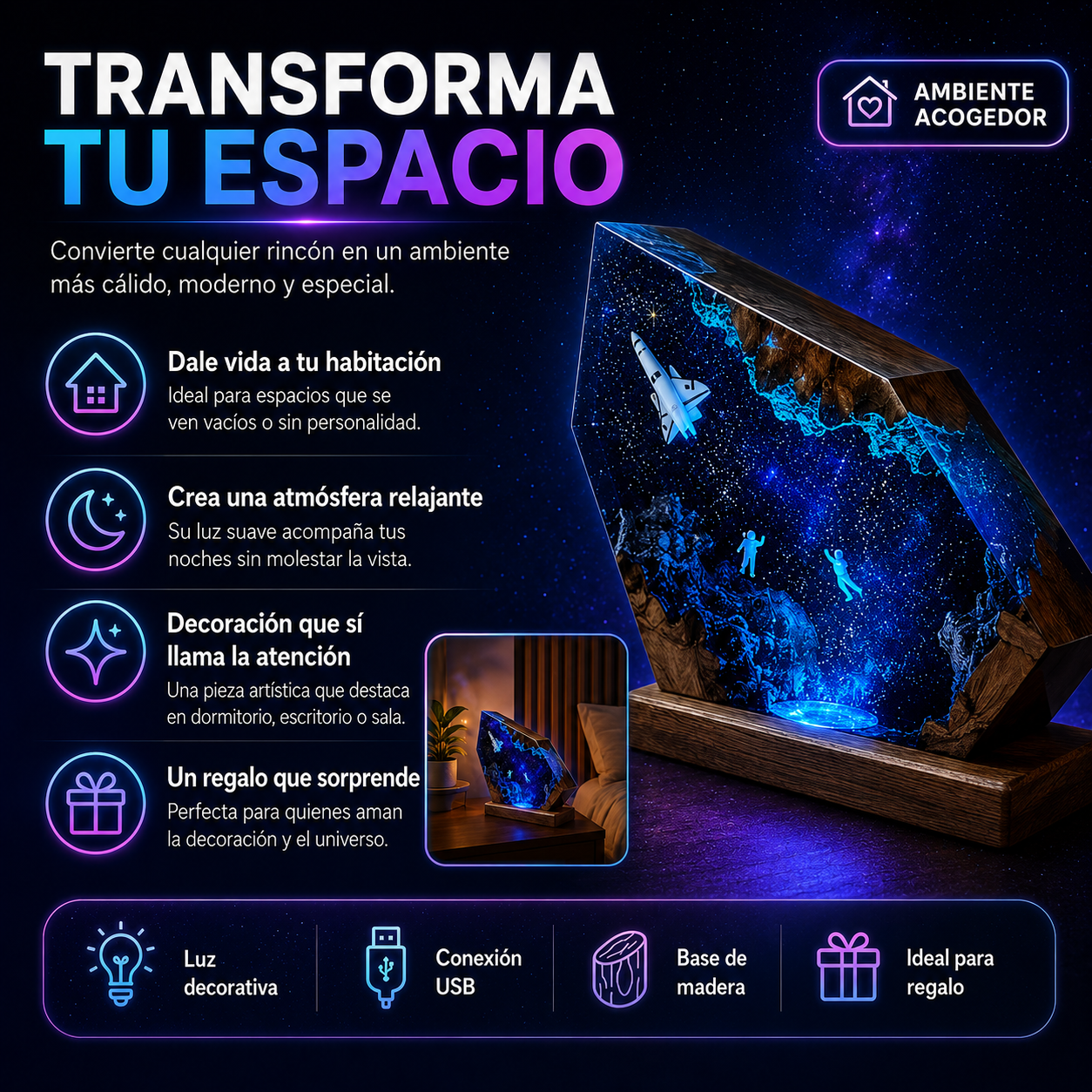 Lámpara Decorativa Espacial LED